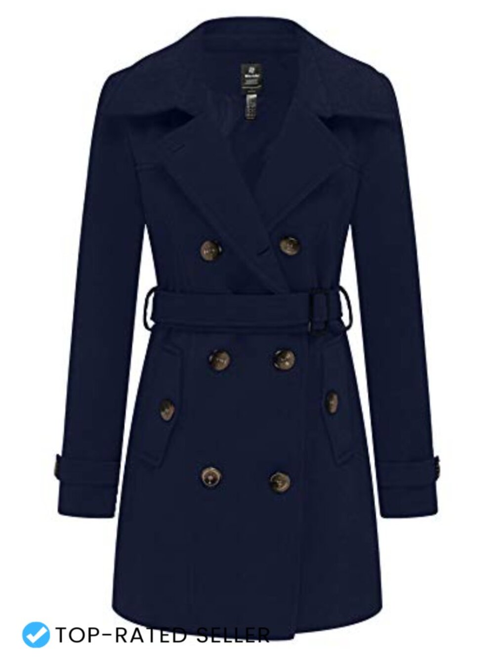 Double Breasted Pea Coat Winter Mid-Long Trench Wool Blend Coat